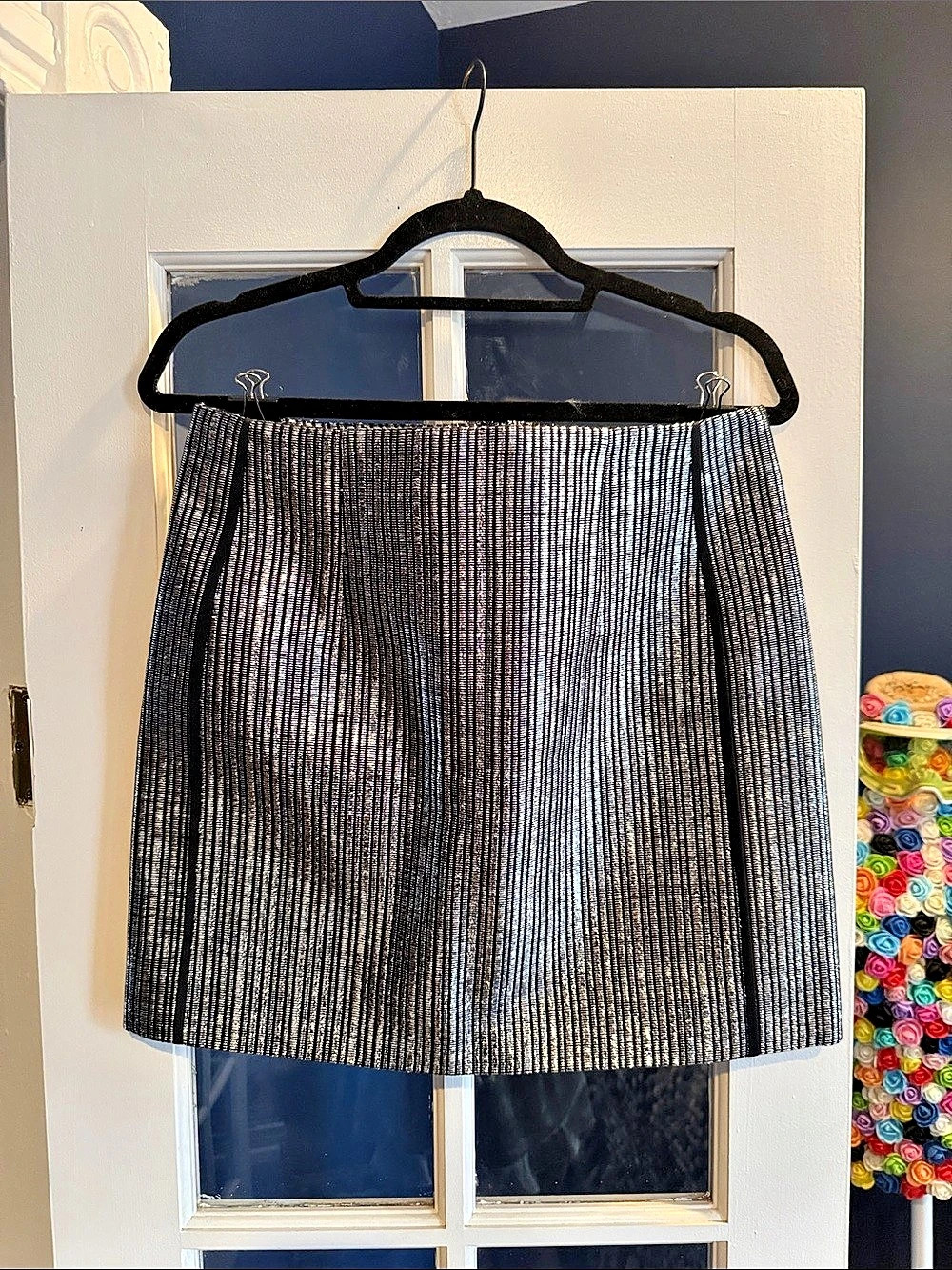 Mugler Metallic Striped Mini Skirt Like New